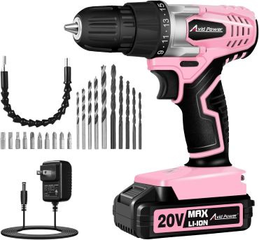 AVID POWER ACD316-P 20V MAX Cordless Drill Set for Women