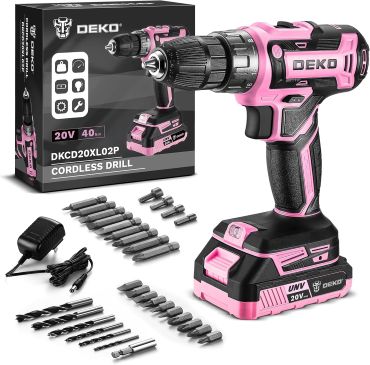 DEKO PRO 20V Pink Cordless Drill