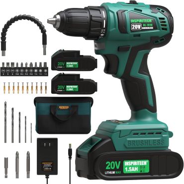 INSPIRITECH BL7010 20V Brushless Power Drill Set